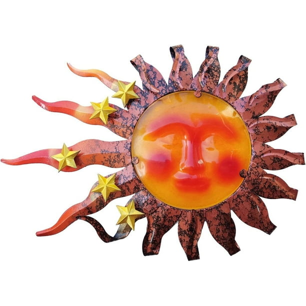 ARSMI Metal Sun Face Outdoor Hanging Wall Decor Home Garden Yard 15" x