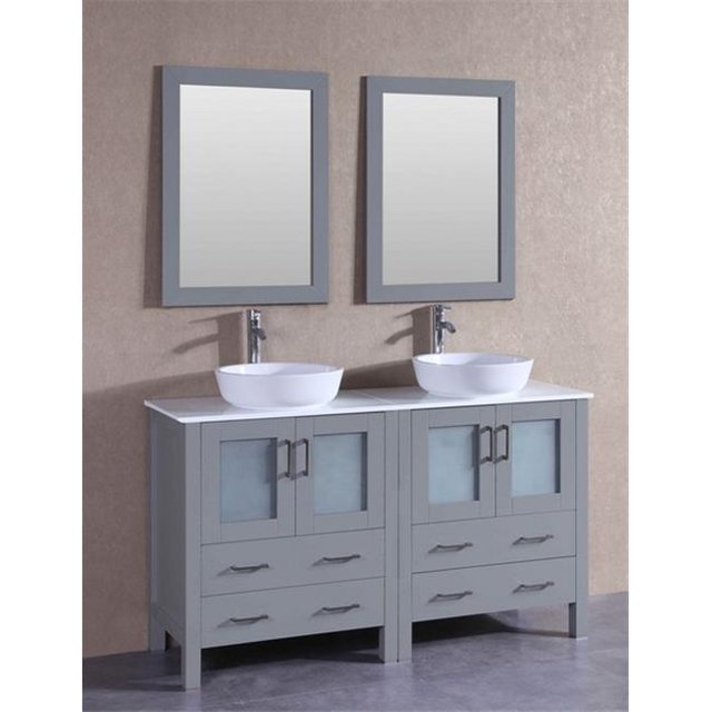 Mercury Import Group AGR230BWLPS 60 in. Bosconi Double Vanity Set - Gray