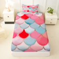thumbnail image 4 of Manfei Mermaid Princess Twin Sheets, Mosaic Fish Scale Bedding, Pink Teal, 3-Piece, 1 Flat Sheet, 1 Fitted Sheet and 1 Pillowcase, 4 of 6
