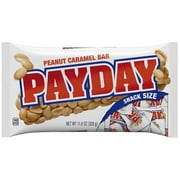 PayDay Snack Size Candy Bars, Individually Wrapped, Small Bag Peanut Caramel 11.6oz