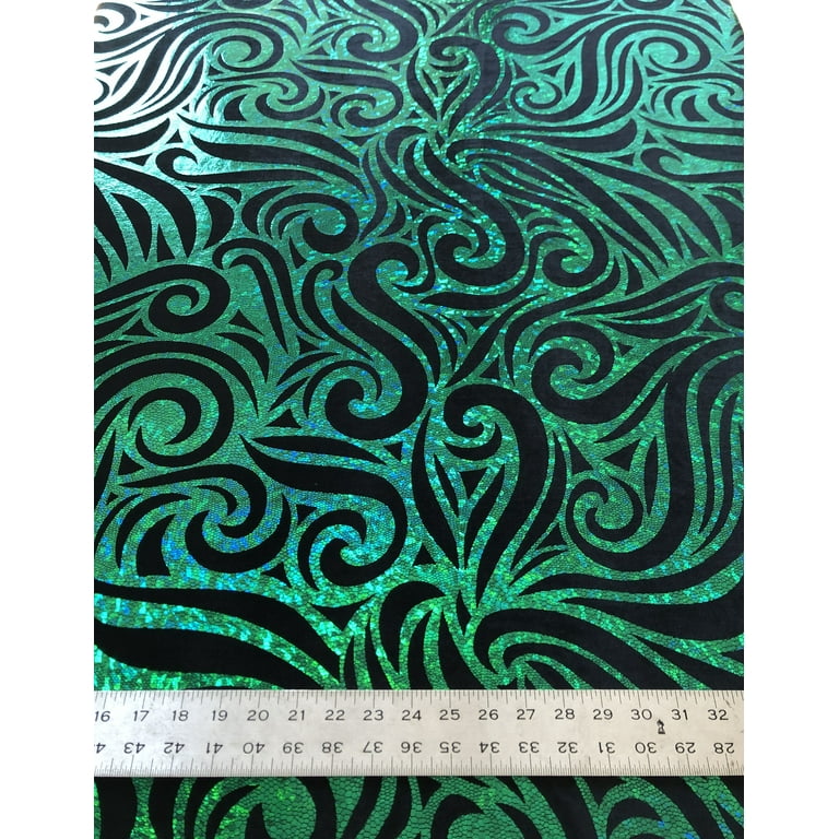 Swirl Hologram Snake Design Foil on Polyester Spandex Velvet