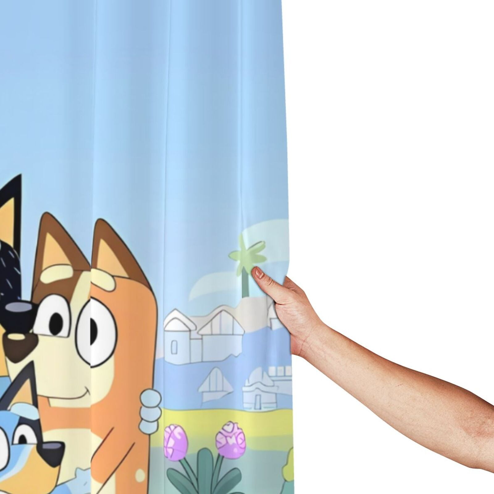 Poraui Bluey Print Shower Curtain Sets Waterproof Fabri Bathroom Decor with Hooks - 72 x 72 Inch