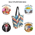 thumbnail image 7 of FORMRS Womens Canvas Tote Bag with Zipper Inner Pocket Shoulder Handbag, Blue Geometric, 7 of 7