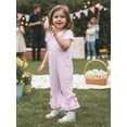 thumbnail image 4 of Toddler Baby Girl Easter Outfit Bunny Embroidery Sleeveless Romper Bell Bottom Overalls Suspender Jumpsuit Pants Cute Spring Fall Clothes, 4 of 9