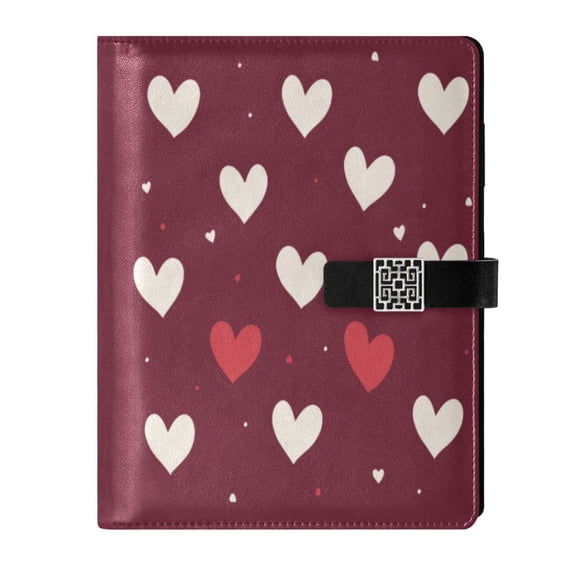 Premium Faux Leather Notebook - Refillable, Multi-Functional Organizer, 23.3x17cm, All-Season Use,Many Hearts
