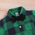 thumbnail image 4 of Infant Baby Boys Clothes Baby Boys One-piece Romper Bodysuit 9-12 Months Infant Baby Boys Short Sleeve Lapel Plaid Romper Green, 4 of 7