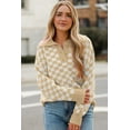 thumbnail image 5 of Women's Apricot Checkered Buttoned Collar V Neck Drop Shoulder Sweater | [ZhiHiMeRi] | (US 12-14)L, 5 of 12