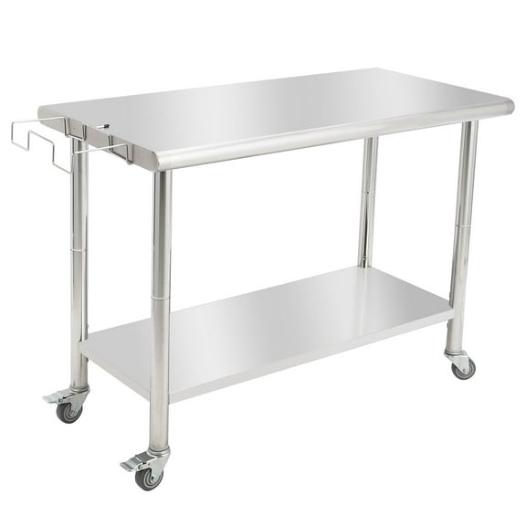 LIZHOUMIL NSF Stainless Steel Work Table 48"x24" w/ Adjustable Shelf & Backsplash