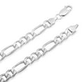 thumbnail image 2 of 7mm Chunky Solid .925 Sterling Silver Flat Figaro Chain Necklace, 22 inches + Gift Box, 2 of 7