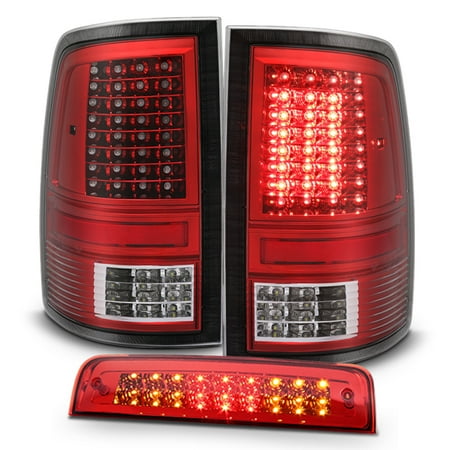 Clear Led Tail Lamps - Fits 09-18 Dodge Ram 1500 2500 3500 LED Red Clear Tail Lights+LED 3Rd Brake Lamp