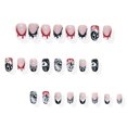 thumbnail image 5 of 24Pcs Halloween Press On Nails Black White, Spider Web Drip and Pumpkin Design Medium Length Fake Nails with Glossy Finish, Reusable False Nail Tips for Women, DIY Festive Party Manicure Set, 5 of 6