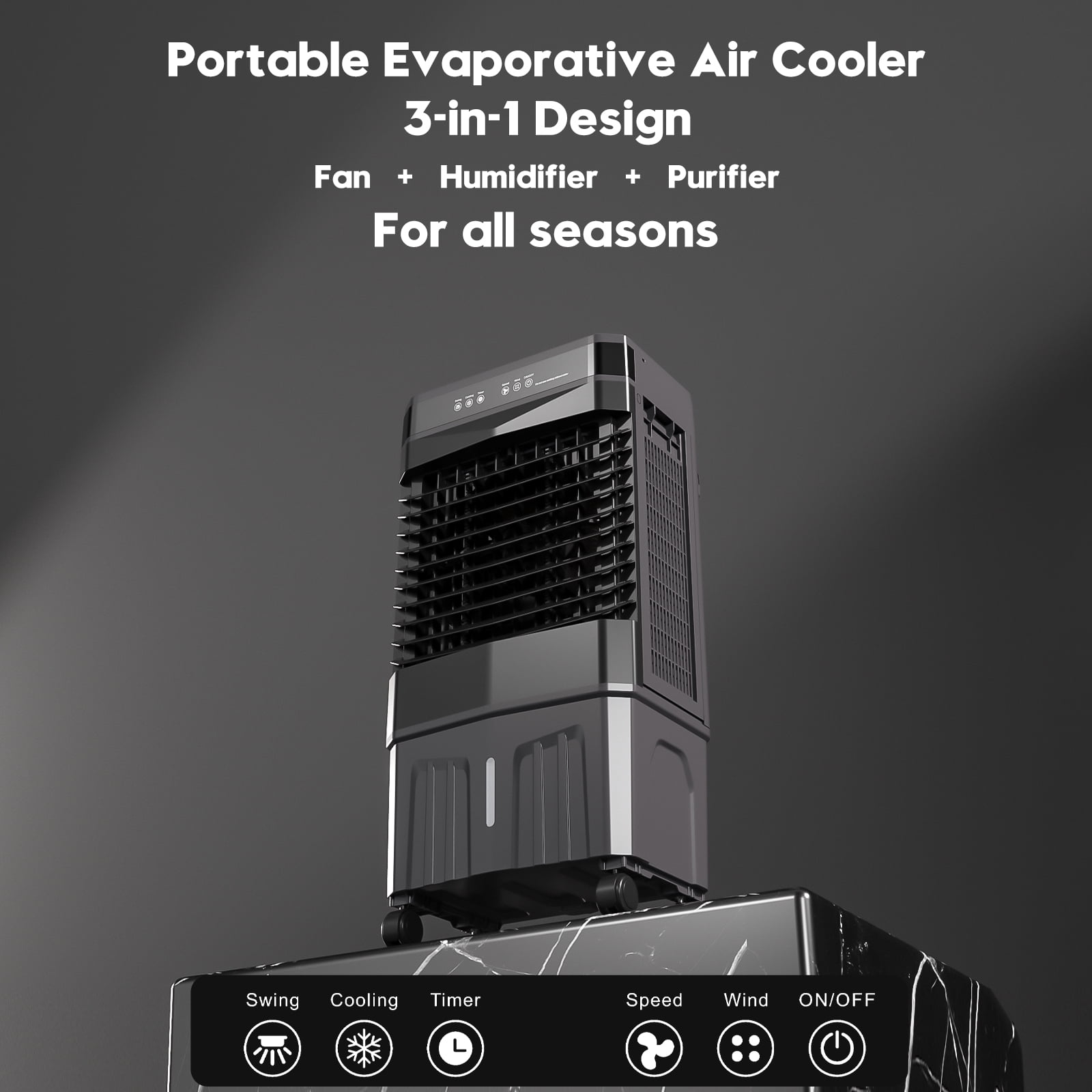 Auertech Portable Evaporative Air Cooler with Remote, 1800CFM 12H Timer 3 in 1 Swamp Cooler, 4 Ice Boxes, 5.3 Gal Water Tank
