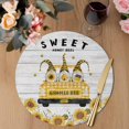 thumbnail image 3 of Gnomes Sunflowers Round 13 Inch Placemats Set of 8, Country Yellow Floral Bees Farmhouse Wooden HeatResistant Non Slip Place Mats for Dining Table, Wipeable Kitchen Table Mats for Housewarming, 3 of 9