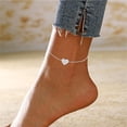 thumbnail image 4 of Heart Layer Initial Letter Silver Anklet For Women Summer Jewelry Layered Chain Foot Bracelet Feminine Idea, 4 of 4