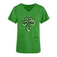 thumbnail image 4 of BiZtdJrK Womens Loose Fit V Neck Scrubs Tops with Pockets St Patricks Day Shamrock Heart Graphic Tees Shirts Holiday Short Sleeve T-Shirt Green XL Sales Today Clearance, 4 of 5