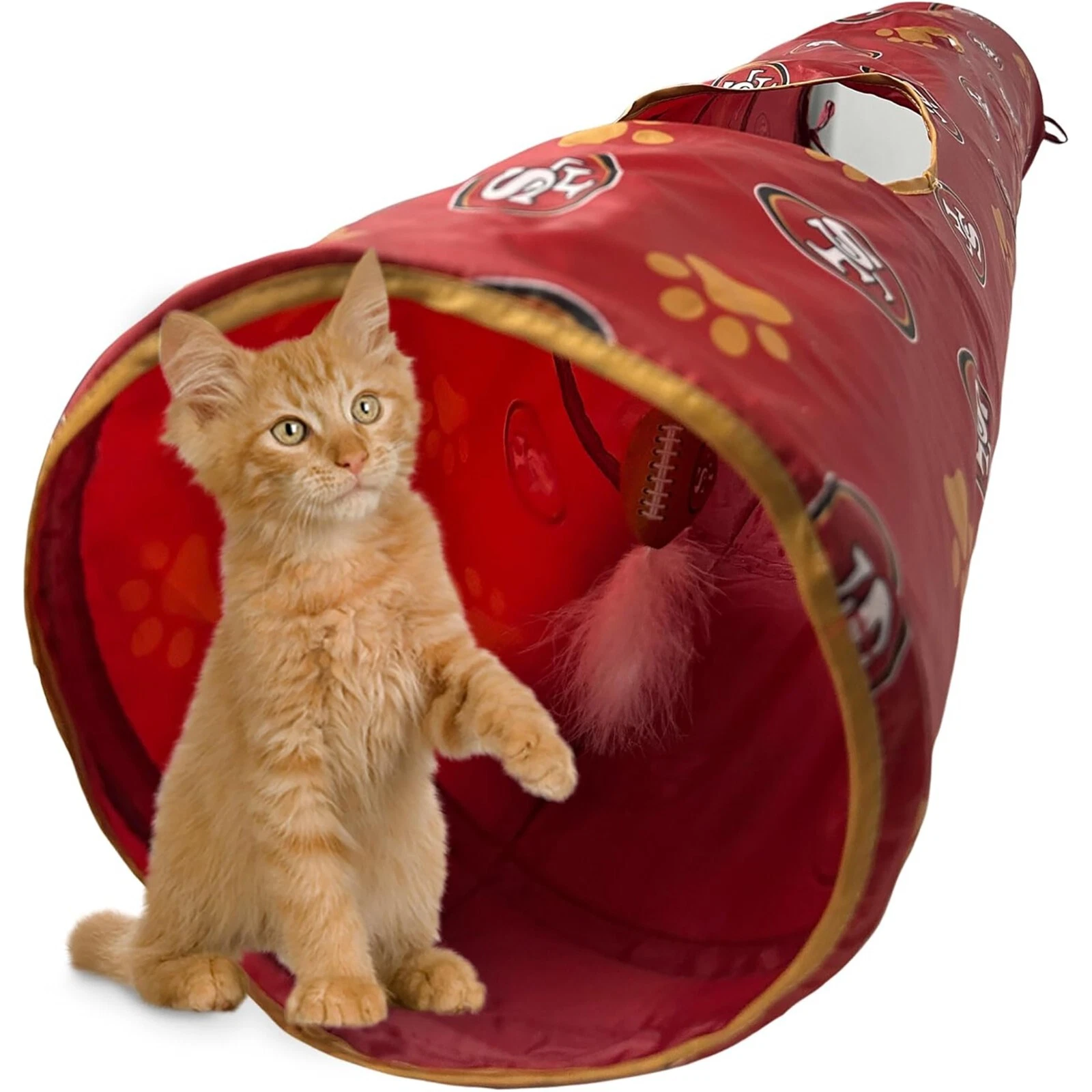 Pets First NFL Cat Tunnel Tube Toy & Plush Football Toy Filled with Catnip