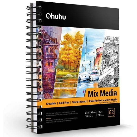 Ohuhu Marker Pads Art Sketchbook, 10"x7.6" 120 lb Heavyweight Papers 124 Pages