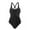 Black, variant on One Piece Swimsuits for Women Ribbed Solid Color Bathing Suit Fashion Ruched Swim Suit Slimming Swimwear (Navy L)