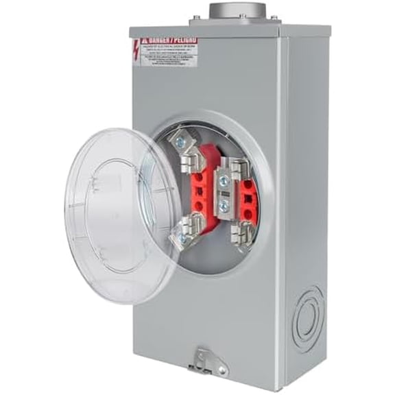 200 Amp Meter Socket 1 Phase 4 Jaw 600V 3 Wire Ringless Type with Horn Bypass and Meter Cover Plate, Suitable for Overhead or Underground Feed$$Tools & Hardware Other