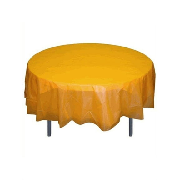 *12 Count* Yellow 84" Round Plastic Tablecloths