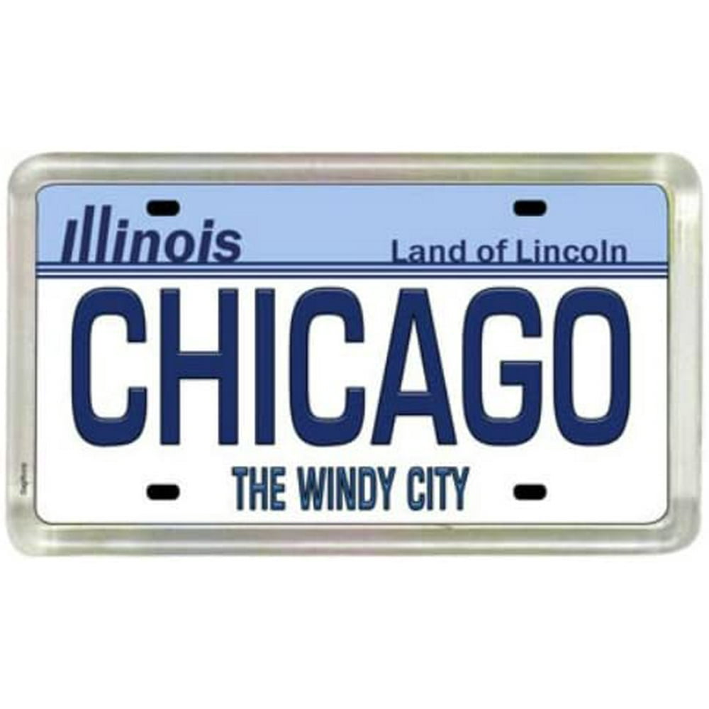 Chicago Illinois License Plate Acrylic Small Fridge Collector's