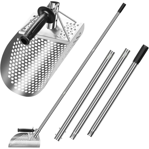 Sand Scoop Metal Detecting,Heavy Duty 304 Stainless Steel Metal Detecting Shovel for Metal Detector,Scoop Shovel with Long Steel Handle Pole Design, Detecting Scoop for Beach Treasure Hunting