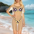 thumbnail image 4 of TIHLMK Women's Bikini Cover Up Dresses Cute Bikini Print Short Sleeve Crew Neck Beach Swimsuit Cover Up, Casual Bathingsuit Shirt Dresses, 4 of 6