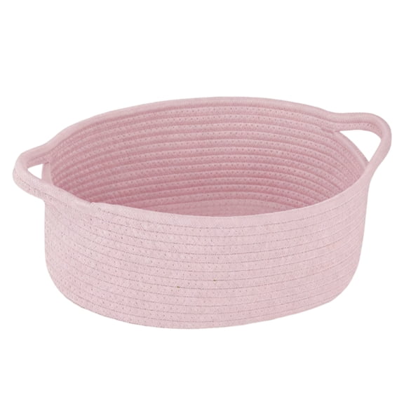 Storage Baskets, Woven Cotton Rope Storage Boxes with Handles, Baby Toy Organizer, Gift Basket, Nursery and Living Room Decor, Pink
