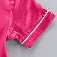thumbnail image 4 of Girls Summer Silk Pajamas 4-5 Years Solid Color Pajamas Kids Plain Button Top Short Sleeve Pjs Silk Tops and Shorts Comfy Home Pajamas Set Sleepwear for Kids And Girls Hot Pink, 4 of 5