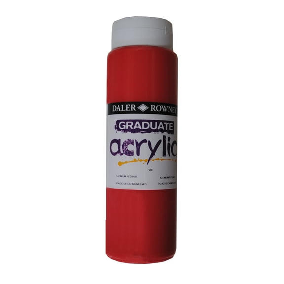 Daler-Rowney Graduate Acrylic, 500ml Bottle, Cadmium Red Hue