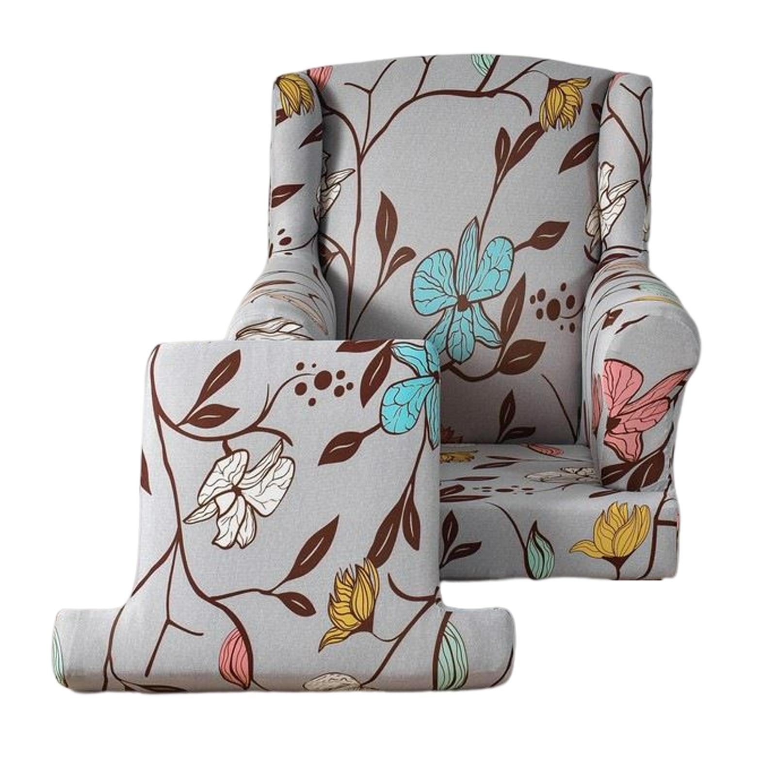 Stretch Wingback Chair Cover Sofa Cover Washable Chair Protector Armchair Cover Single Sofa Seat Cover for Wedding Gray