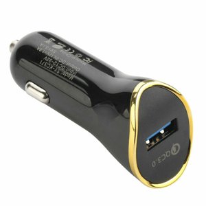 Chargeur de Voiture Universal Portable QC 3.0 Mini Portable Unique USB Port charge rapide Super Mini Chargeur Auto Cars Compatible avec Adaptateur Téléphone/Laptop Golden