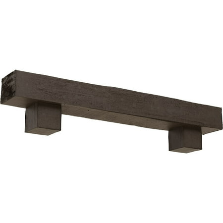 

Ekena Millwork 4 H x 6 D x 72 W Rough Cedar Faux Wood Fireplace Mantel Kit w/ Alamo Corbels Natural Honey Dew