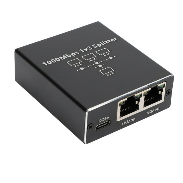 Ethernet Splitter, USB C 5V1A Aluminum Alloy Internet Splitter Stable Transmission for Cat 6 7 8 Cable