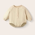 thumbnail image 3 of Kezqiaxn Newborn Onesies Crew Neck Long Sleeve Bodysuit Cute Solid Color Cotton Rompers Fall Toddler Jumpsuits 3-24Months, 3 of 5