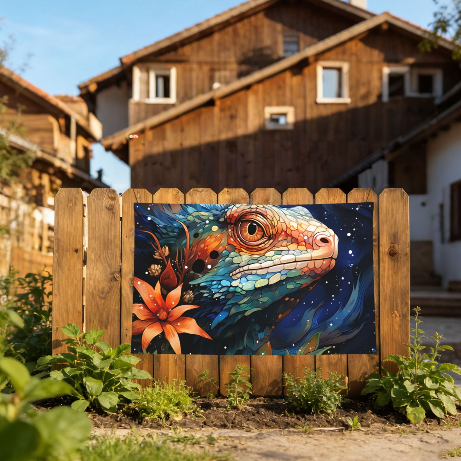 Lizards Lizard Starry Four Hole Decorated Banner Flag for Garden Yard Home Decoration Indoor Outdoor 4x6 Ft