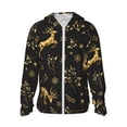 thumbnail image 2 of Uemuo Christmas Gold Deers1 Pattern Women's Full Zip UPF 50+ Sun Protection Hoodie Jacket Long Sleeve Sun Shirt Hiking Outdoor Performance with Pockets-Large, 2 of 9