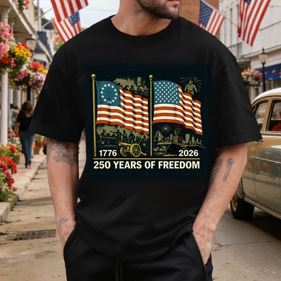 USA T-Shirt Women & Men - American Flag Short Sleeve, 250th Anniversary Patriotic Independent Hoodie Style Tee, America Long Sleeve Shirt & Unisex Apparel
