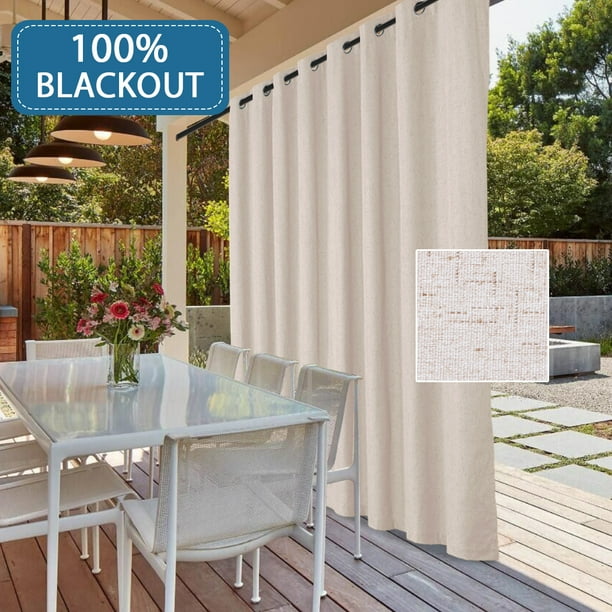 100 Blackout Patio Door Linen Curtains For Sliding Extra Long And Wide Blinds Thermal Insulated Waterproof Textured Ds Glass Natural X 84 Com 100 Blackout Patio Door Linen Curtains, Blackout Shades For Sliding Glass Doors