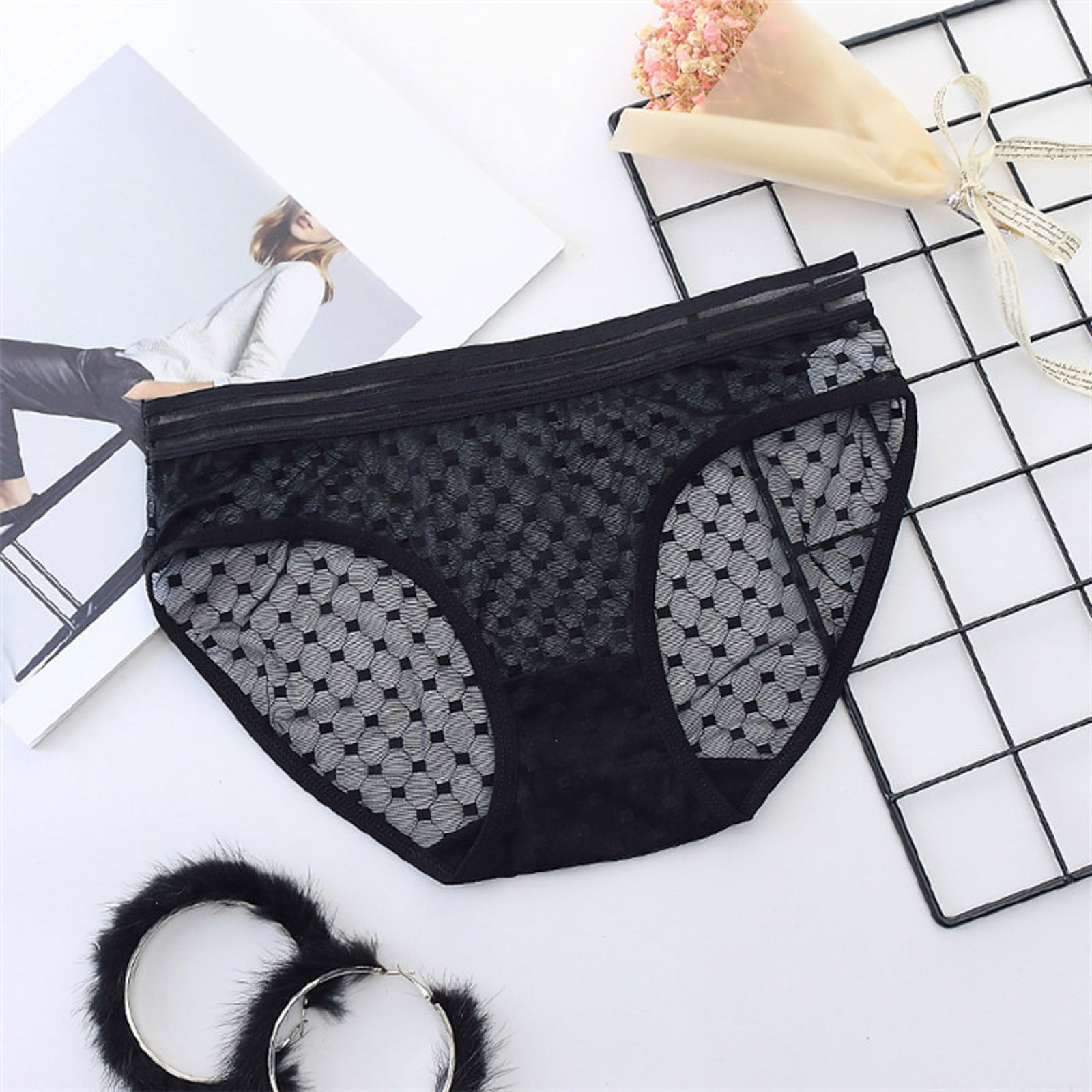 Aayomet Cotton Underwear for Women Womens Ultra Thin Transparent Panties  Seamless Comfortable Breathable Ladies Low Waist,Black M