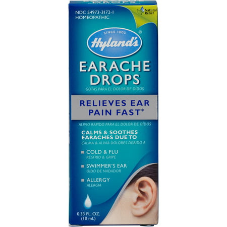 Hyland's Earache Drops, Natural Relief of Cold & Flu Earaches, Swimmers Ear and Allergies Relief for Adults and Children, 0.33 (Best Over The Counter Ear Drops For Pain)