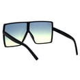 thumbnail image 4 of Oversize Shield Rectangular Robotic Futuristic Flat Top Mob Sunglasses Black Green Yellow, 4 of 4