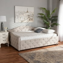 Baxton Studio Becker Transitional Upholstered Tufted Daybed, Full, Beige/Black