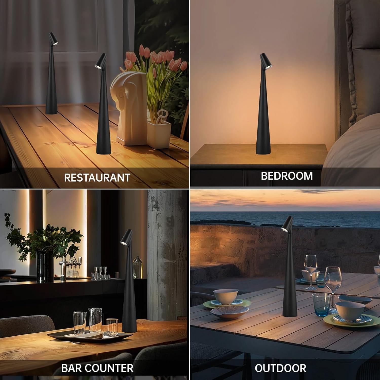 Cordless Small Table Lamps,3 Levels Brightness Portable Desk Lamp,Rechargeable Battery Lights for Outdoor, Restaurant, Bedside, Baby Night Light,Gifts