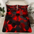 thumbnail image 2 of Erosebridal Honeycomb Geometry Sheet Set Queen, Black Red Bedding Sets Queen Size, Abstract Queen Sheet Sets, Super Cozy Room Decor, 4-Piece, 2 of 7