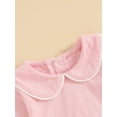 thumbnail image 5 of aturustex Toddler Boys Girls Bubble Romper Outfits 0 3M 6M 12M 18M 24M Infant Baby Long Sleeve Bodysuits Contrast Line/Solid Color Romper Doll Collar ly Spring Fall Clothes for Holiday Party, 5 of 7