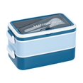 thumbnail image 1 of Blue Compartmentalized Lunch Box For Adults Microwave Safe Bento Box With Sauce Container Leak Proof Food Storage Container For Office School Travel Includes Spoon And Fork 3.93 X 3.93 Inc, 1 of 6