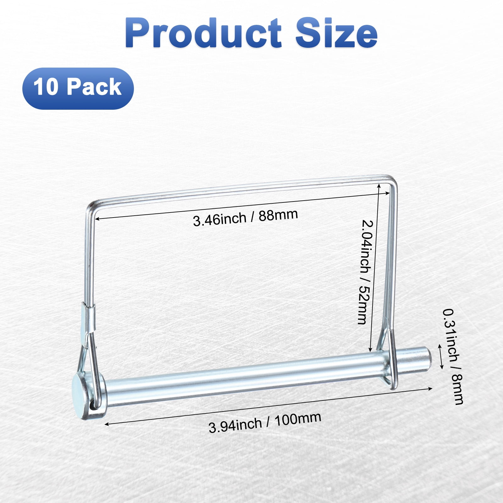 Uxcell 10-Pack Trailer Coupler Pin, 5/16" Diameter 3.94" Long Carbon Steel Galvanized Square Lock Wire Hitch Pins Coupler PTO Shaft
