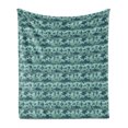 thumbnail image 1 of Underwater Soft Flannel Fleece Throw Blanket, Sea Waves Background with Sea Life Theme Creatures, Cozy Plush for Indoor and Outdoor Use, 50" x 70", Sage Green Slate Blue, by Ambesonne, 1 of 6