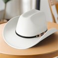 thumbnail image 5 of RUINIXCW Western Cowboy Hat for Men Women Cowgirl Hat Classic Felt Roll Up Fedora Hat with Buckle Belt Wide Brim Jazz Hat Themed Party Cap Wedding Party Costume, 5 of 8